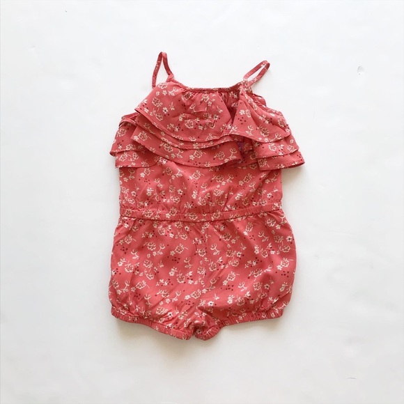 GAP Other - Babygap rust floral print ruffle romper EUC 5T